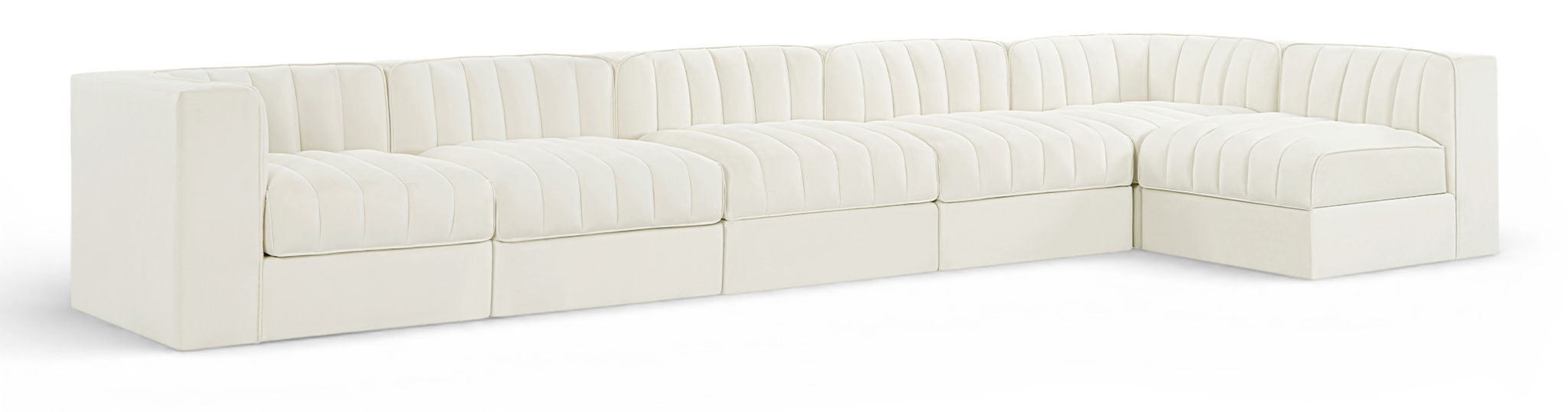 Rummi 155" Velvet Performance Fabric Upholstered 6pc. Modular Sectional