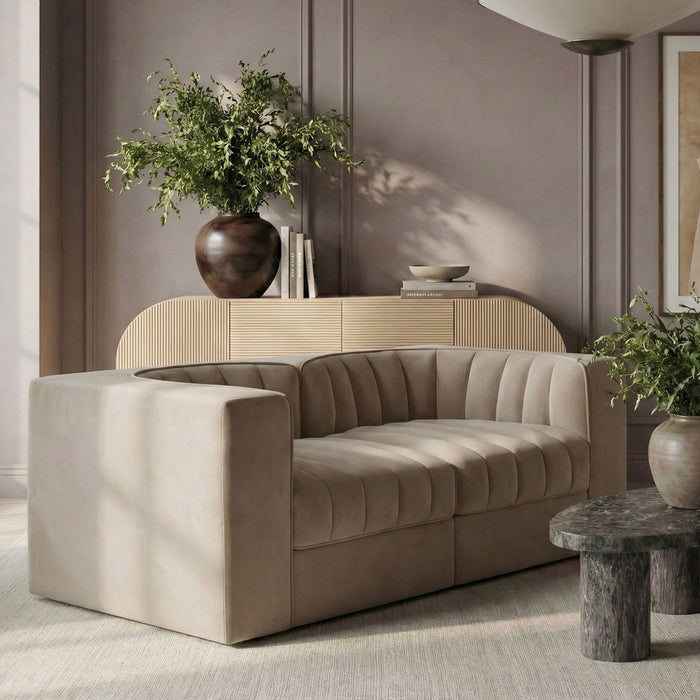 Rummi 68" Velvet Performance Fabric Upholstered 2pc. Modular Sofa