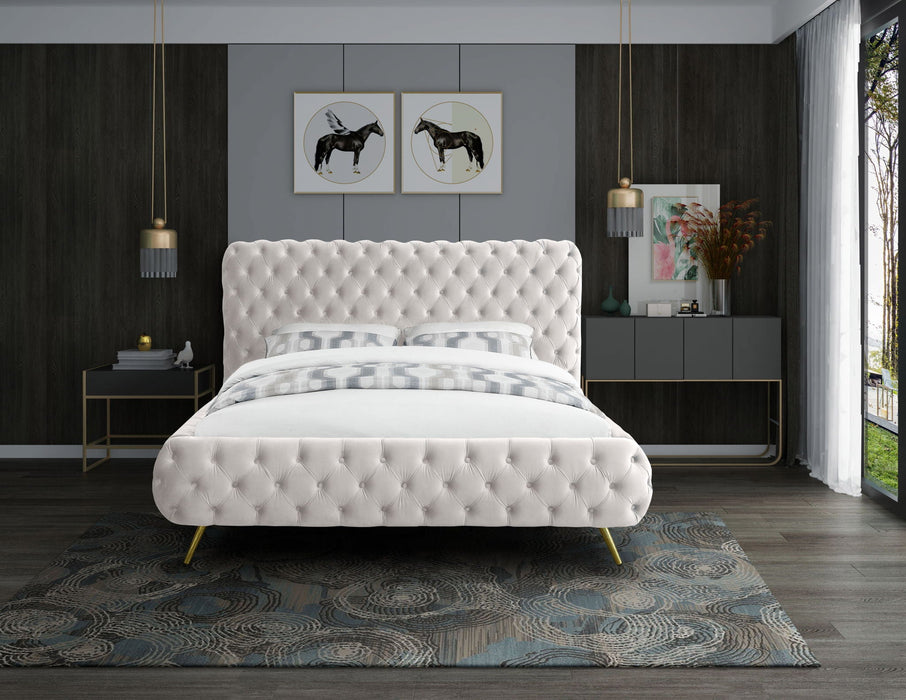 Cama tapizada de terciopelo Delano