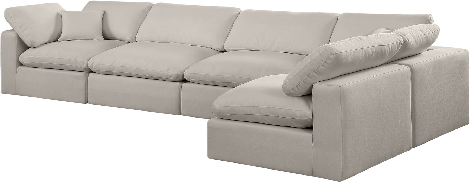 Comfy 158" Linen Textured Fabric Upholstered 5pc. Modular Sectional