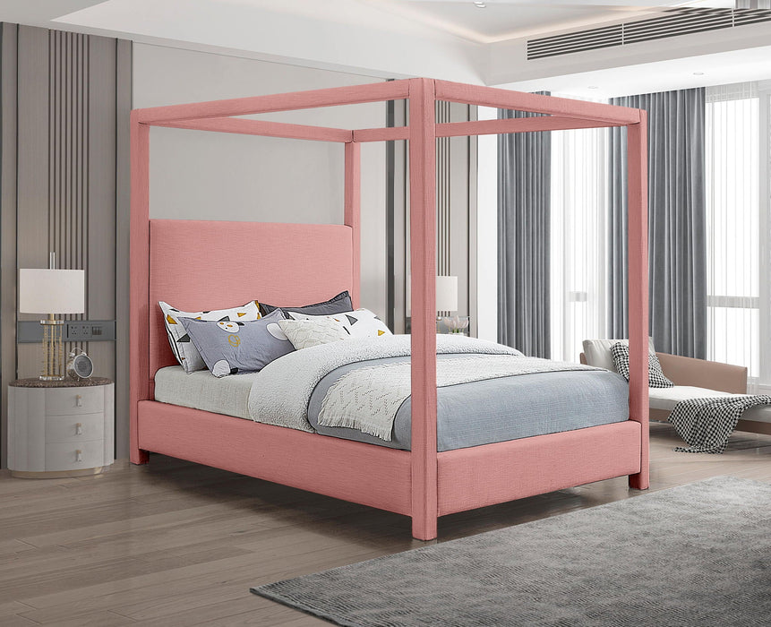 Emerson Linen Textured Fabric Upholstered Bed