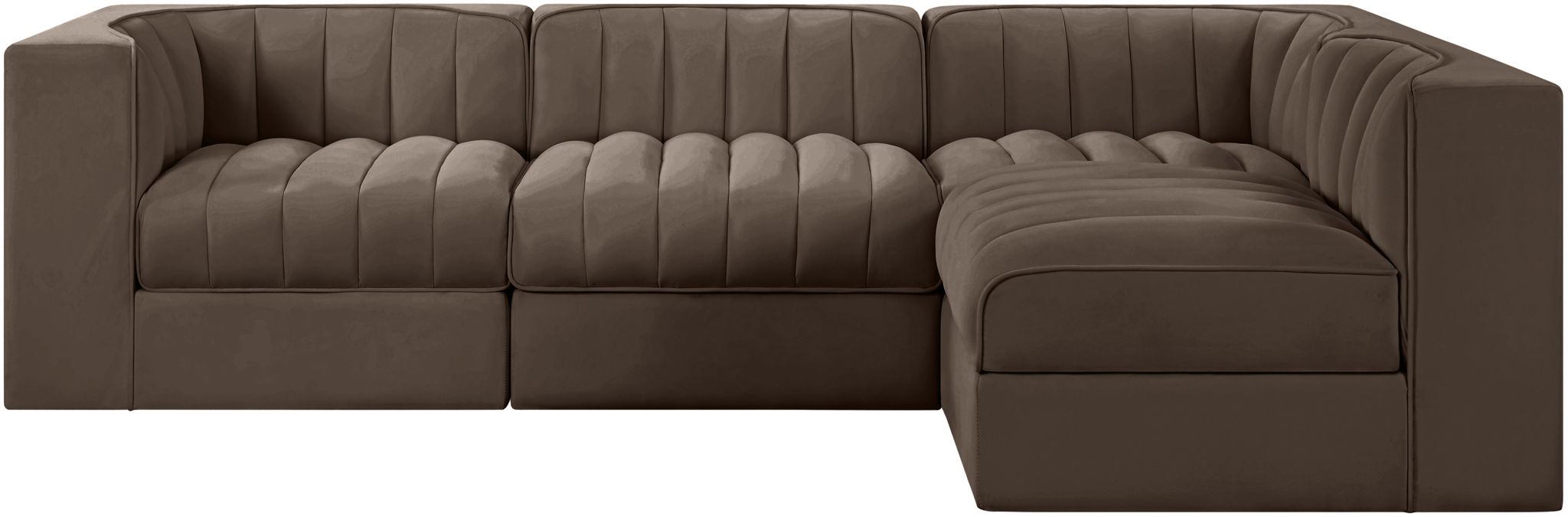 Seccional modular tapizado de terciopelo de alto rendimiento Rummi de 97" de 4 piezas