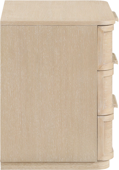 Mesita de noche de madera maciza con enchapado de roble Tiberio de 26"