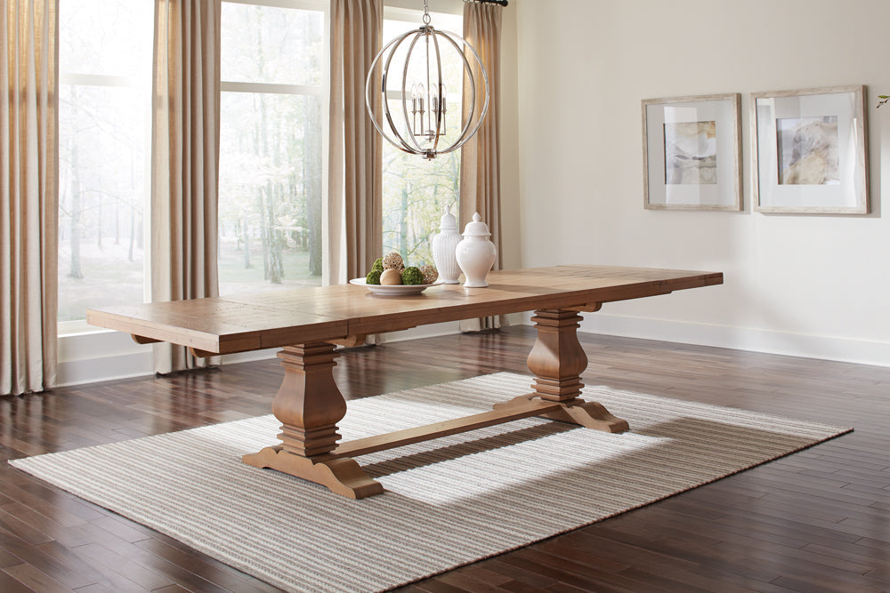Mesa de comedor extensible Florence de 126 pulgadas, negro desgastado