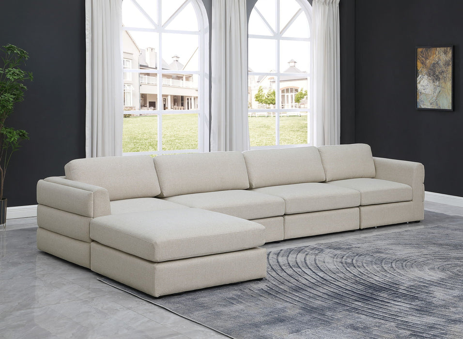 Beckham 152" Linen Textured Fabric Upholstered 5pc. Modular Sectional