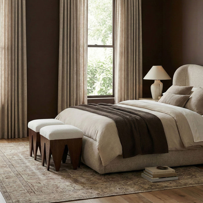 Altair Velour Fur Fabric Upholstered Bench