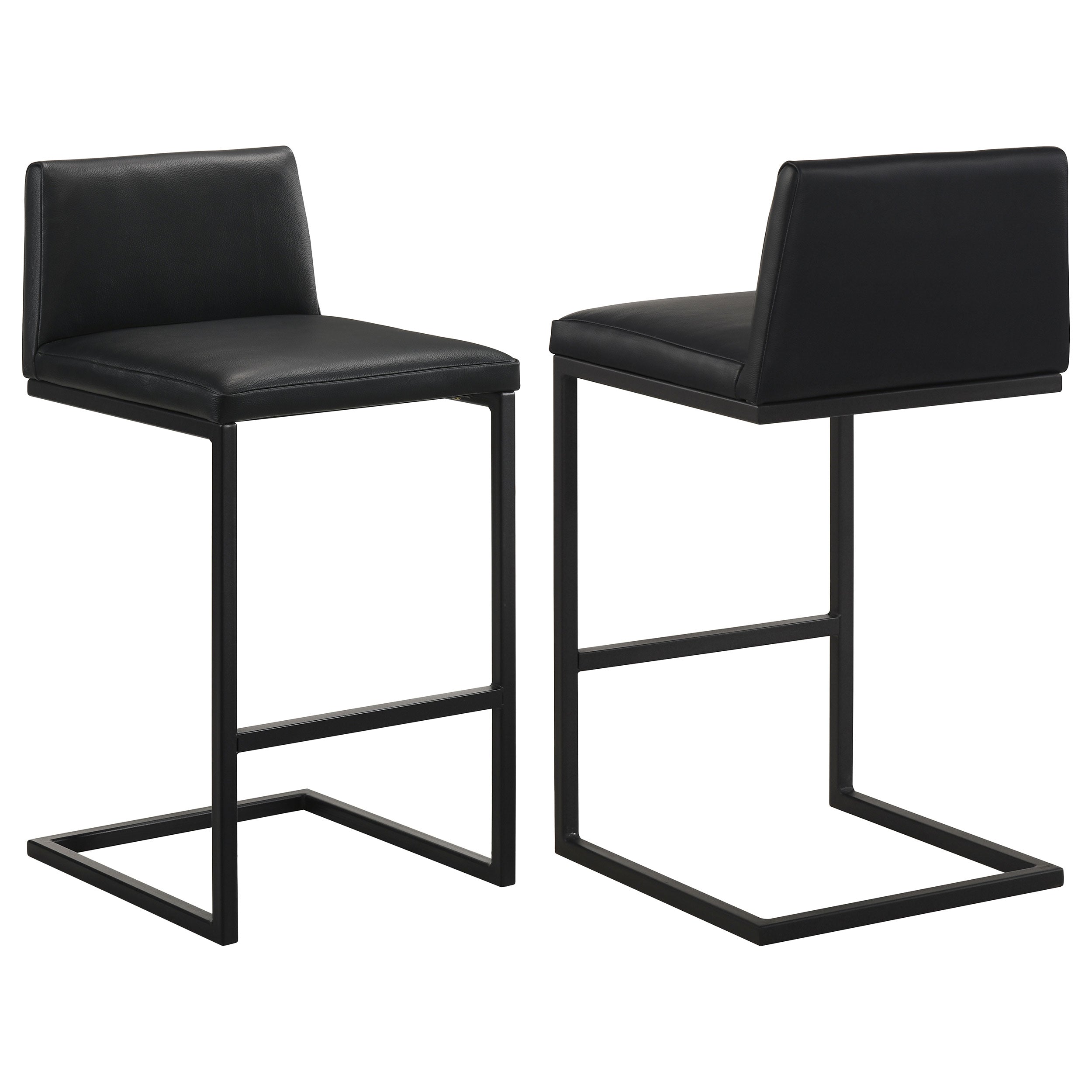 Vardon Genuine Leather Bar Stool Black (Set of 2)