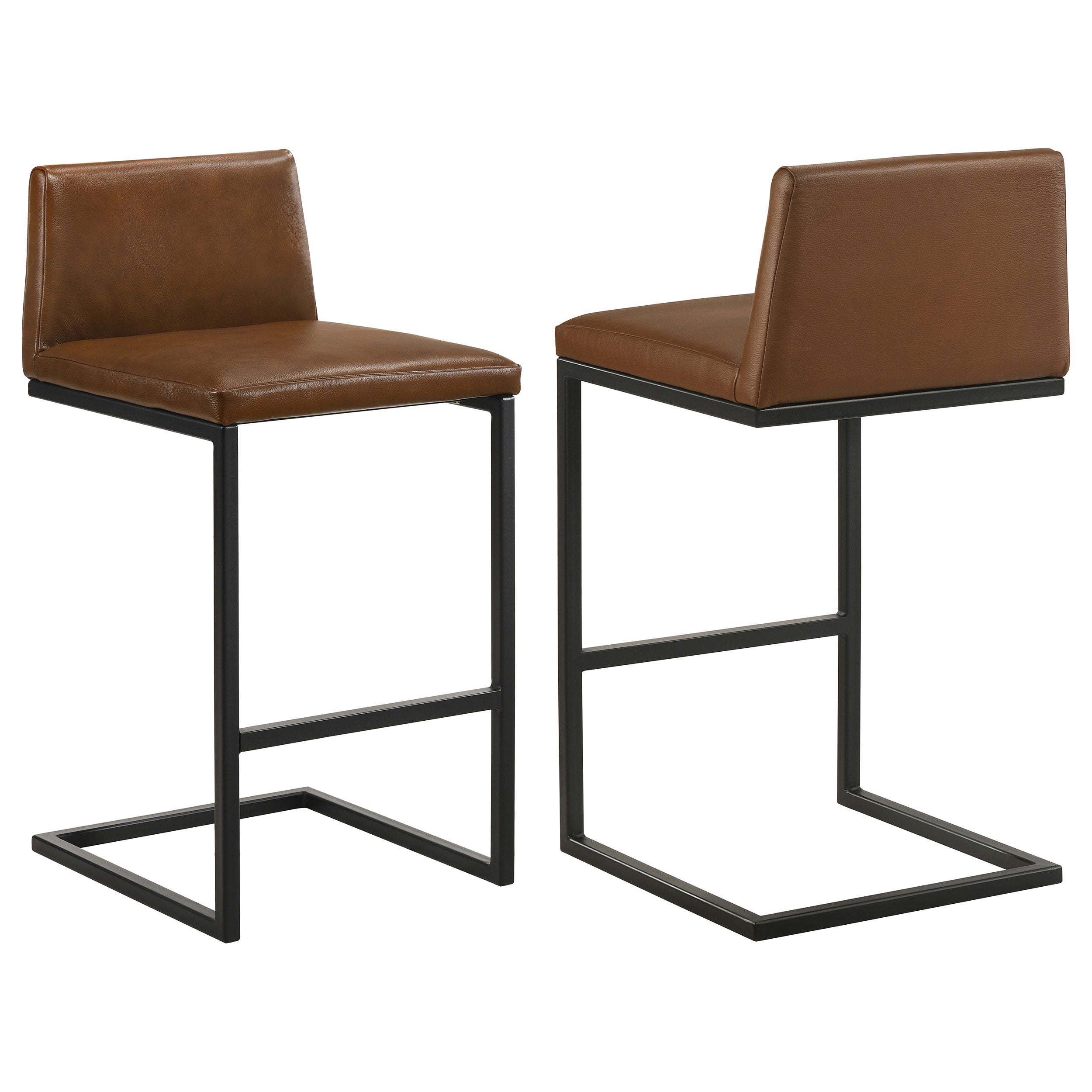 Vardon Genuine Leather Bar Stool Dark Brown (Set of 2)