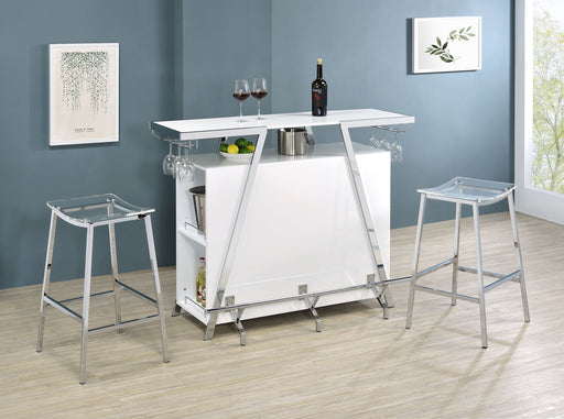 Jovani Acrylic Backless Bar Stool Chrome (Set of 2) - Silver