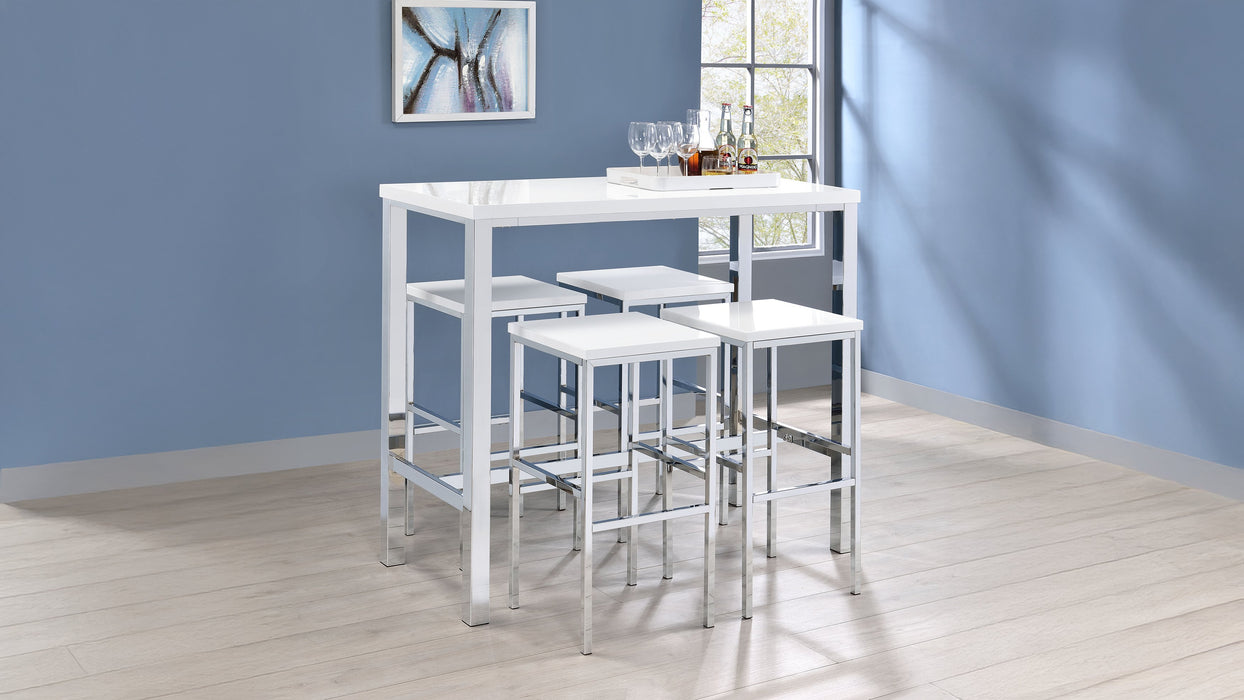 Natividad 5-piece Pub Height Bar Table Set White High Gloss