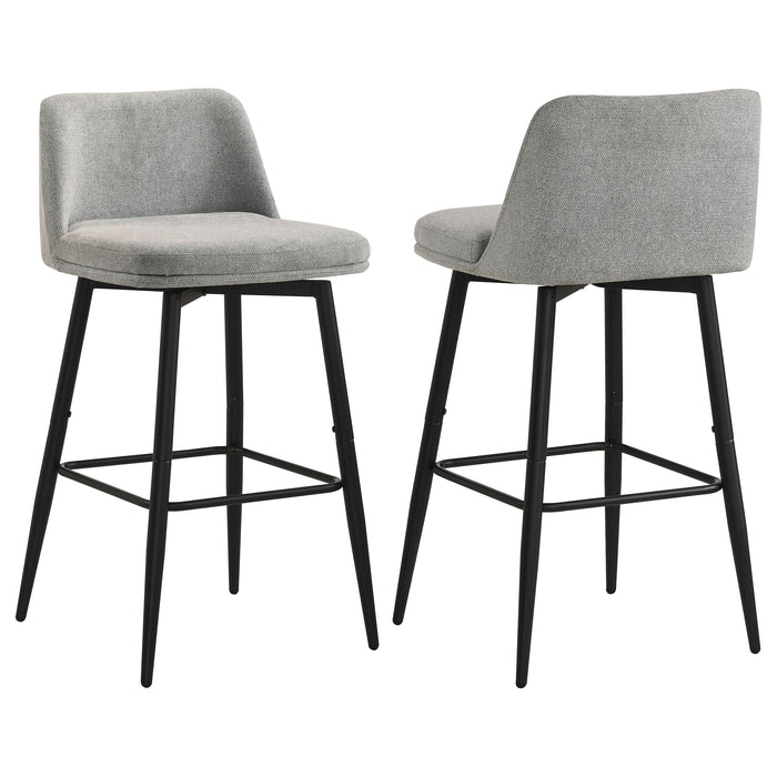 Silla de bar giratoria Mellor tapizada en tela marrón pizarra (juego de 2)