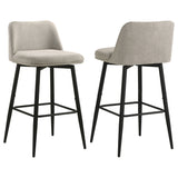 Silla de bar giratoria Mellor tapizada en tela marrón pizarra (juego de 2)