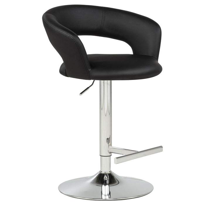 Taburete de bar ajustable giratorio de cuero sintético Travia - negro y cromado