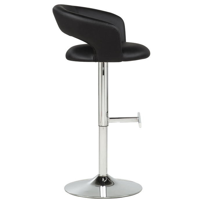 Taburete de bar ajustable giratorio de cuero sintético Travia - negro y cromado