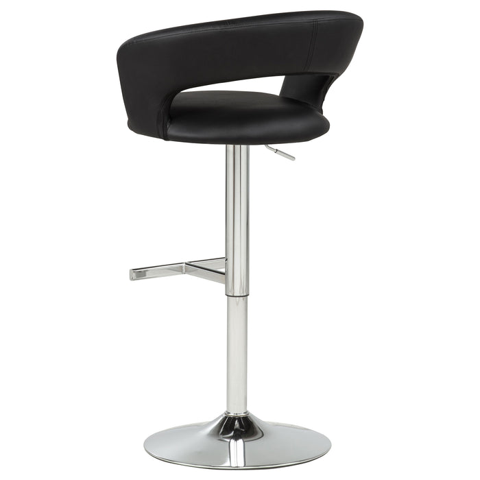 Taburete de bar ajustable giratorio de cuero sintético Travia - negro y cromado