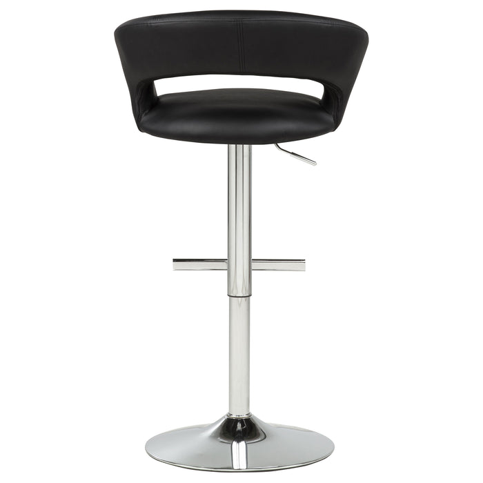 Taburete de bar ajustable giratorio de cuero sintético Travia - negro y cromado