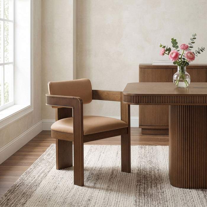 Silla de comedor tapizada de cuero vegano Sacha