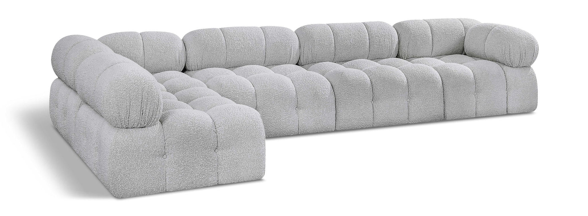 Ames 136" Boucle Fabric Upholstered 5pc. Modular Sectional