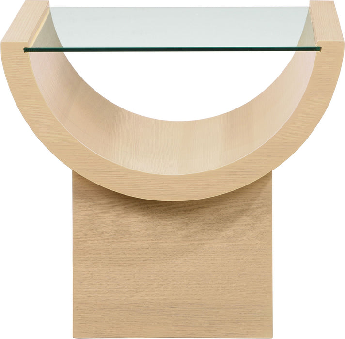 Beverwil Glass Top And Oak Veneer Base End / Side Table