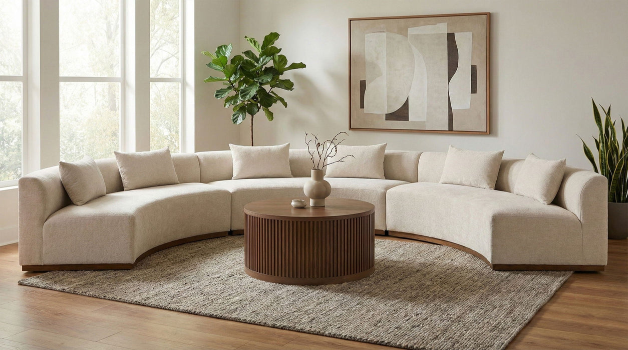 Avanti 221.25" Chenille Fabric Upholstered 3pc. Modular Sectional