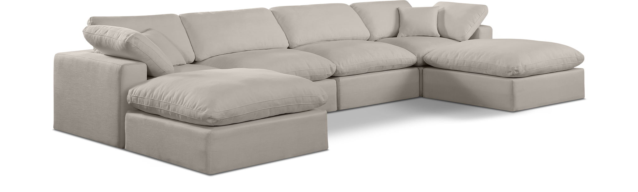 Comfy 158" Linen Textured Fabric Upholstered 6pc. Modular Sectional