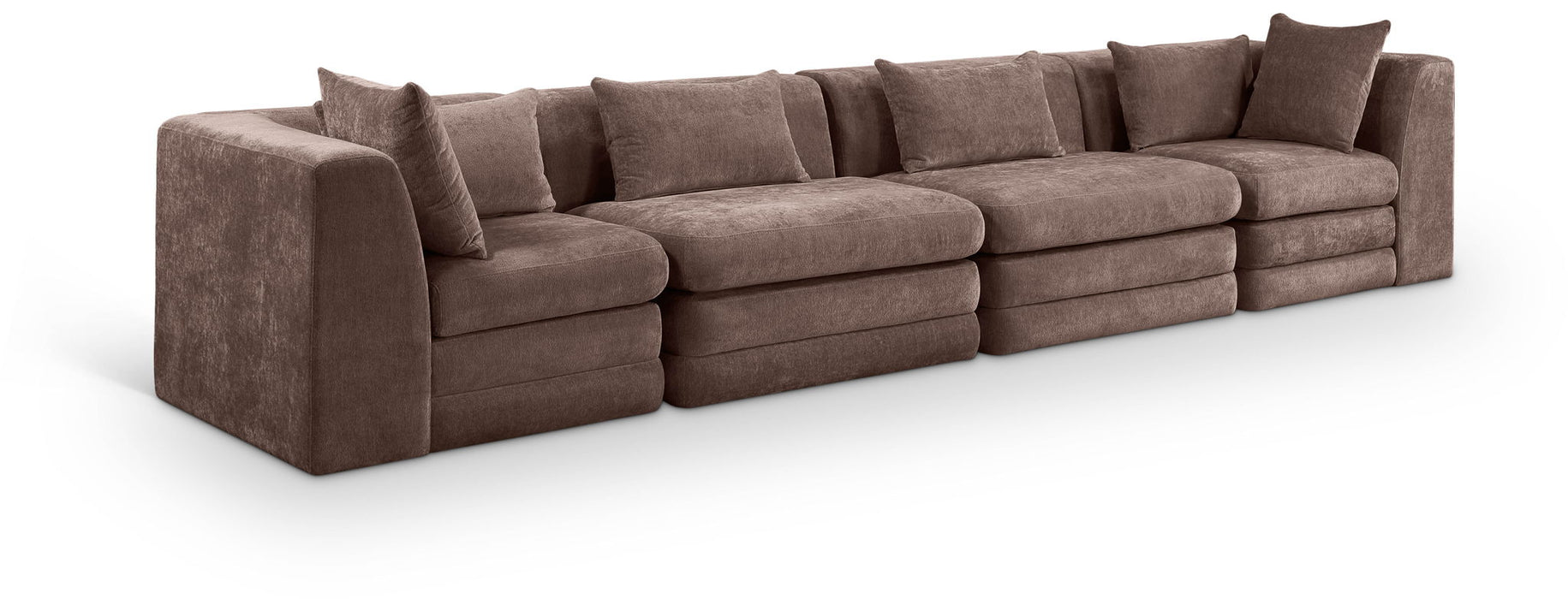 Stellar 152" Chenille Fabric Upholstered 4pc. Modular Sofa