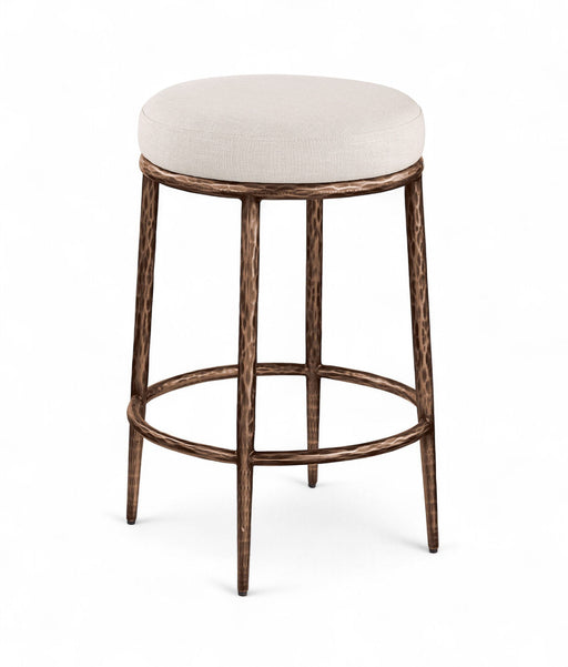 Ferro Linen Textured Performance Fabric Upholstered Counter Stool