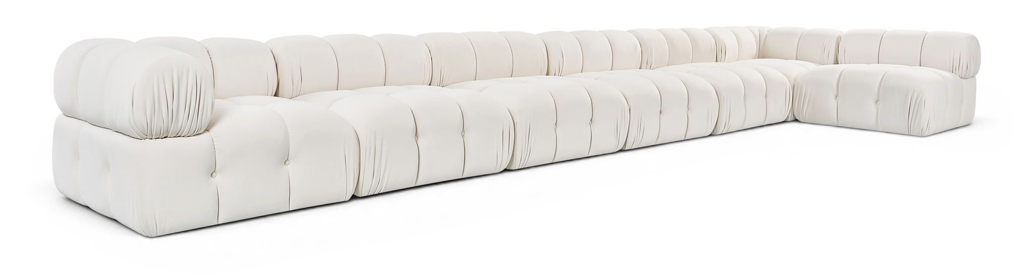 Orin 222" Velvet Performance Fabric Upholstered 7 Pc. Modular Sectional