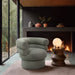 Valentina Linen Textured Fabric Upholstered Swivel Accent Chair