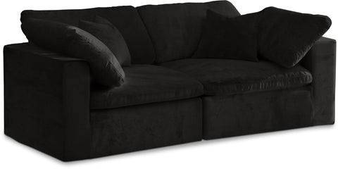 Cozy 80" Velvet Upholstered Overstuffed Fiber Filled Comfort Comfort 2pc. Modular Loveseat