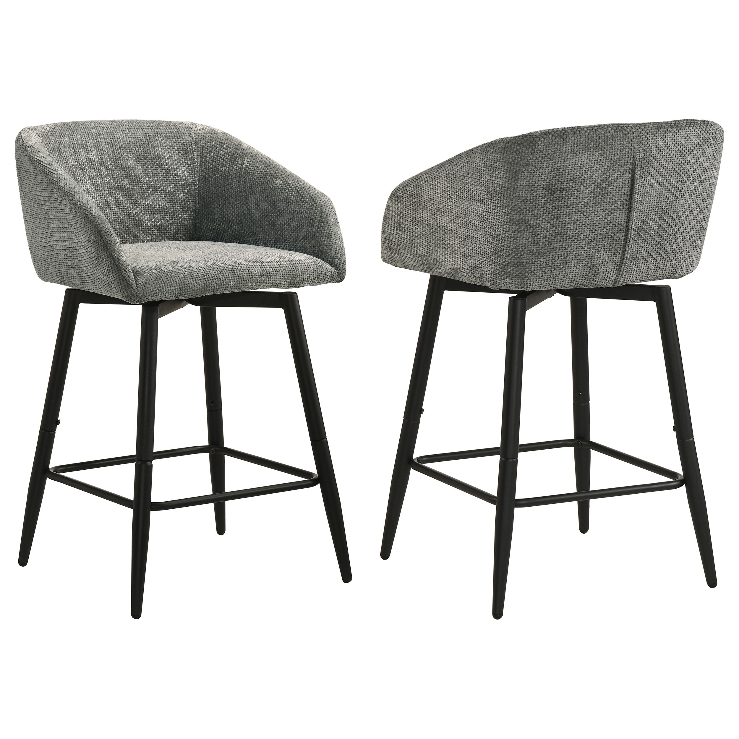 Rainer Fabric Upholstered Swivel Counter Height Chair Charcoal (Set of 2)