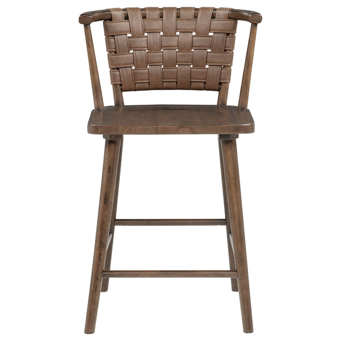 Tallis Woven Faux Leather Back Counter Chair Brown (Set of 2)