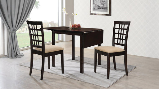 Kelso 3-piece Drop Leaf Dining Table Set Cappuccino and Beige