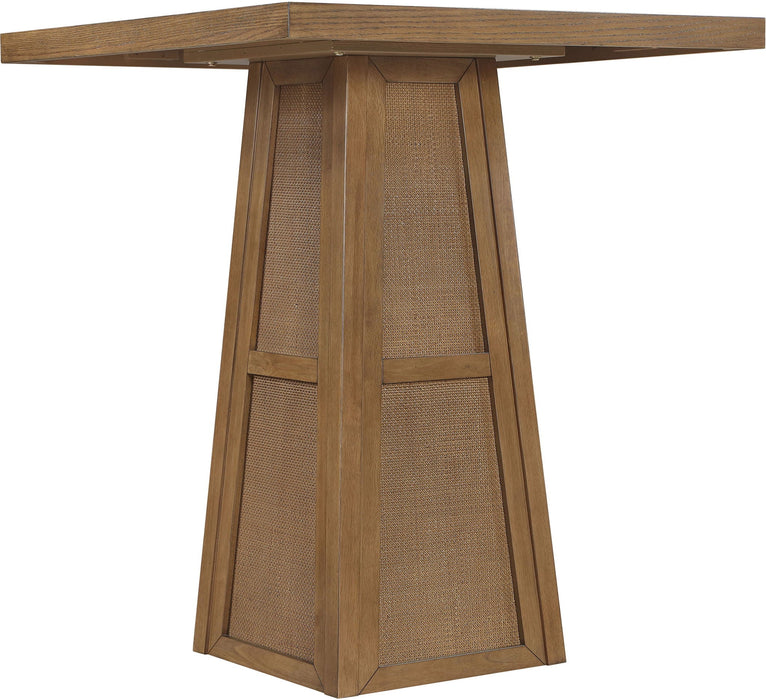Fenwick 36.25" Cane, Oak Veneer And Solid Wood Bar Height Table