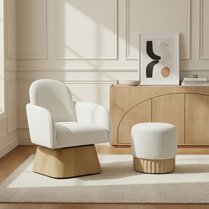 Marlowe Linen Textured Fabric Upholstered Swivel Chair
