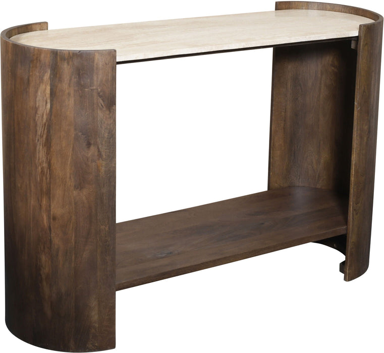 Solstice Travertine And Mango Wood Vanity/ Desk / Console