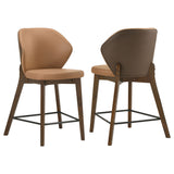 Silla tapizada Randolph de altura de barra, color caramelo y marrón (juego de 2)