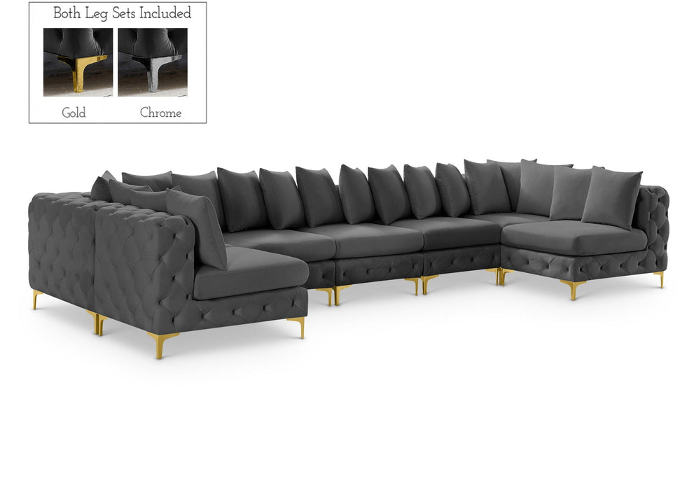 Tremblay 169" Velvet Upholstered 7pc. Modular Sectional