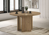 Mesa de comedor redonda de madera Adina de 53 pulgadas, marrón claro envejecido