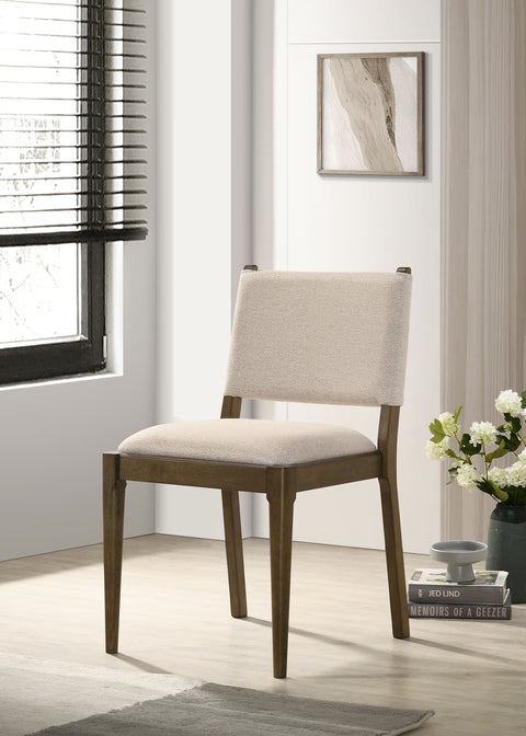 Silla auxiliar de comedor tapizada Ottowa marrón (juego de 2)