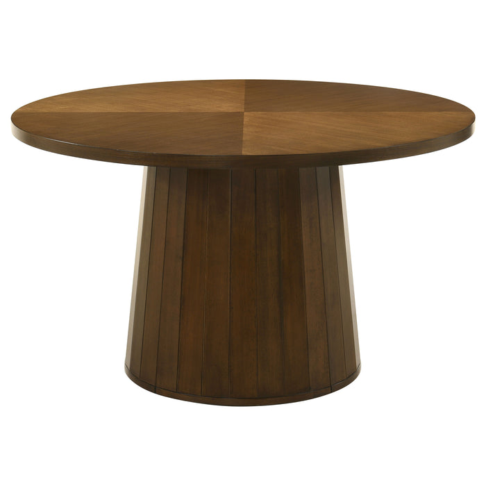 Juego de comedor redondo Galindo de 5 piezas de 52" - gris claro y nogal