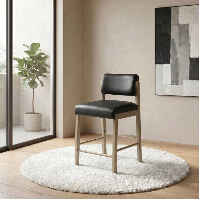Silla tapizada Kehoe con altura de mostrador en crema y negro (juego de 2)
