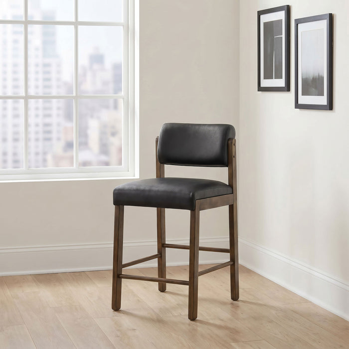 Silla tapizada Kehoe con altura de mostrador en crema y negro (juego de 2)