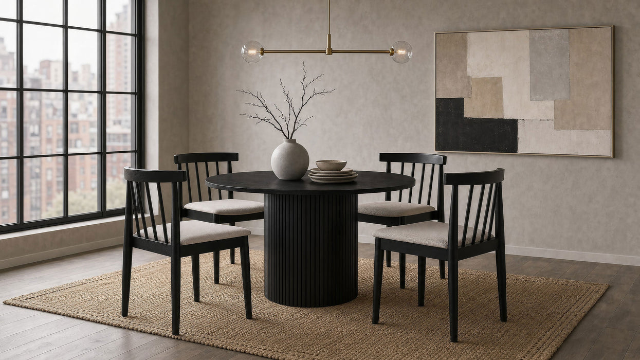 Hamlyn 5-piece Round Wood Dining Set Wheat and Natural Oak