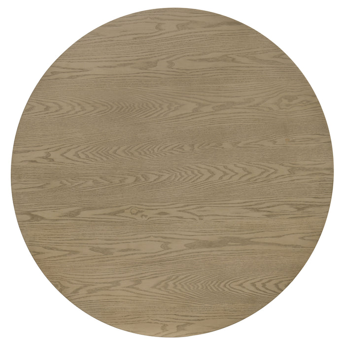 Juego de comedor redondo de madera Hamlyn de 5 piezas - crema y roble natural