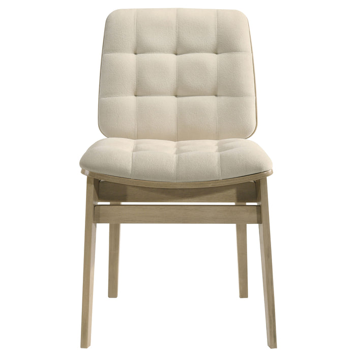 Juego de comedor redondo de madera Hamlyn de 5 piezas - crema y roble natural