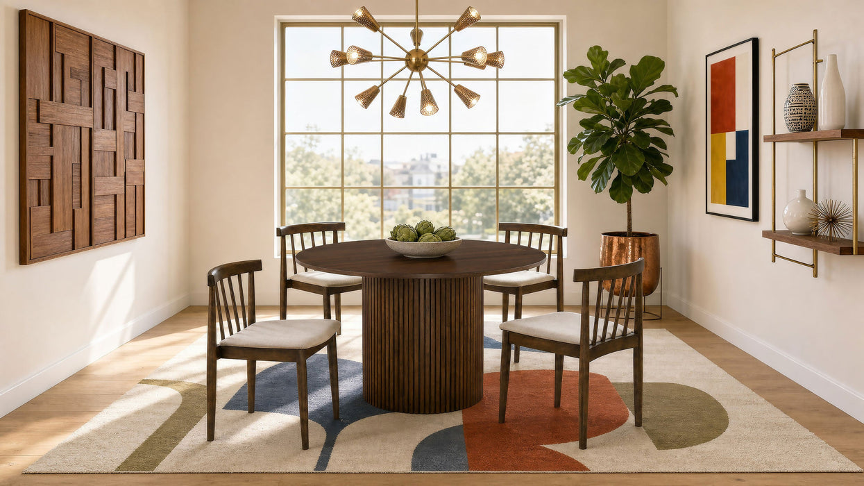 Hamlyn 5-piece Round Wood Dining Set Wheat and Natural Oak
