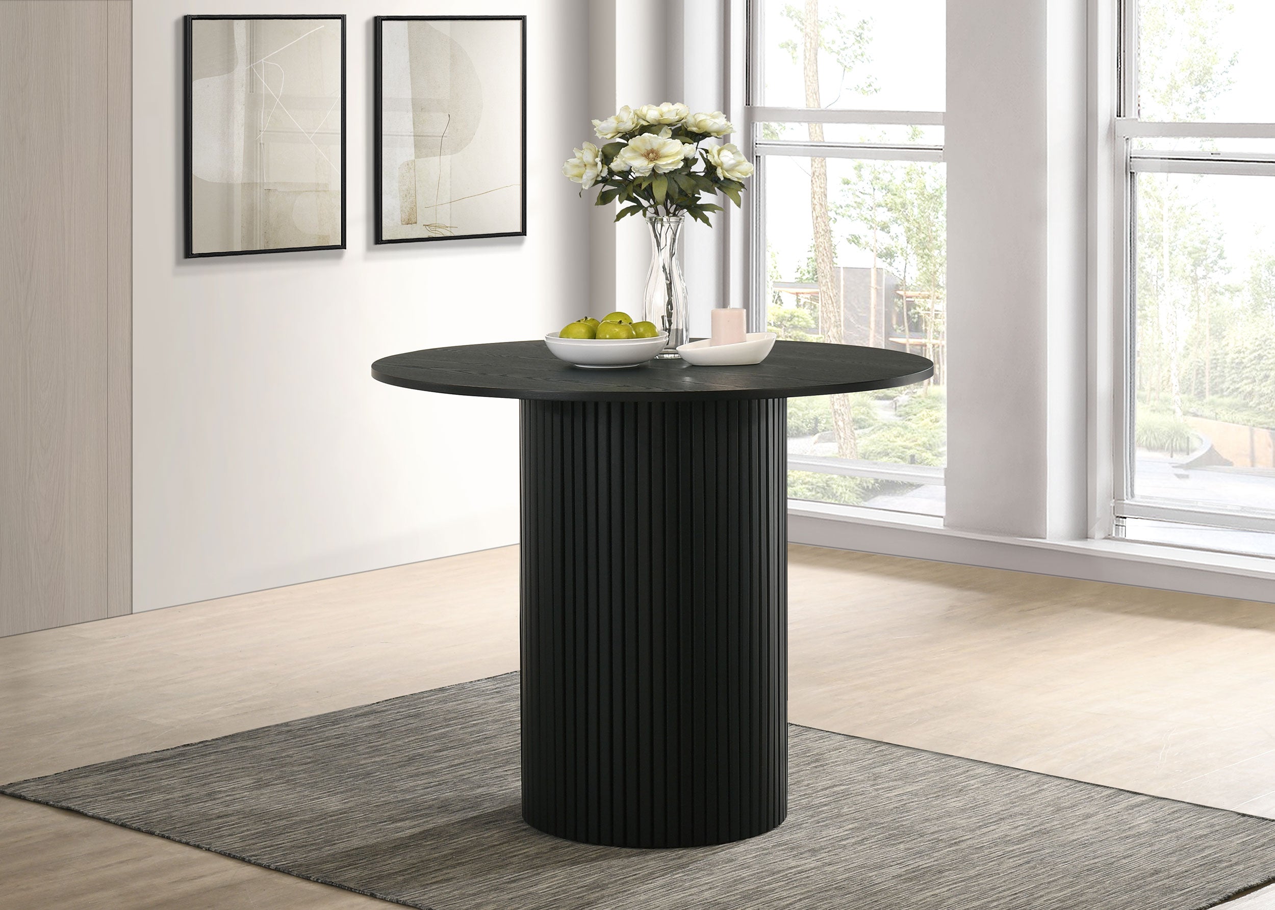 Hamlyn 43-inch Round Wood Counter Height Dining Table Black