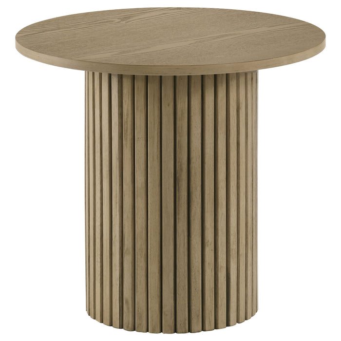 Juego de comedor altura mostrador redondo de madera Hamlyn de 5 piezas - negro y roble natural