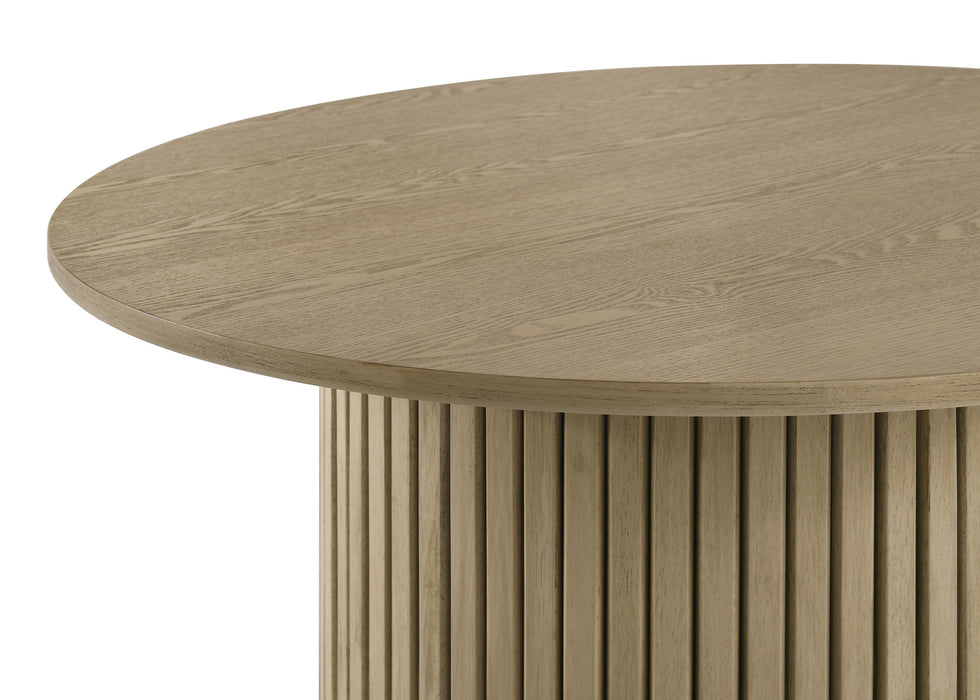 Juego de comedor altura mostrador redondo de madera Hamlyn de 5 piezas - negro y roble natural